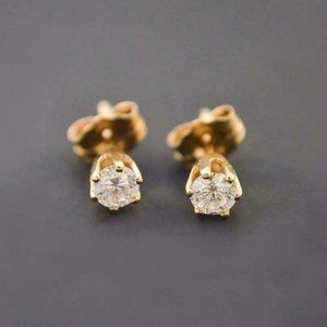 New Diamond Stud 14K Gold Earrings .36 ct